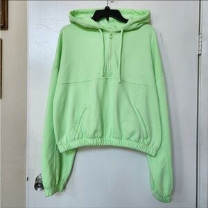 Alo Yoga Stadium Half Zipped Hoodie sweater pullover jumper in lime green